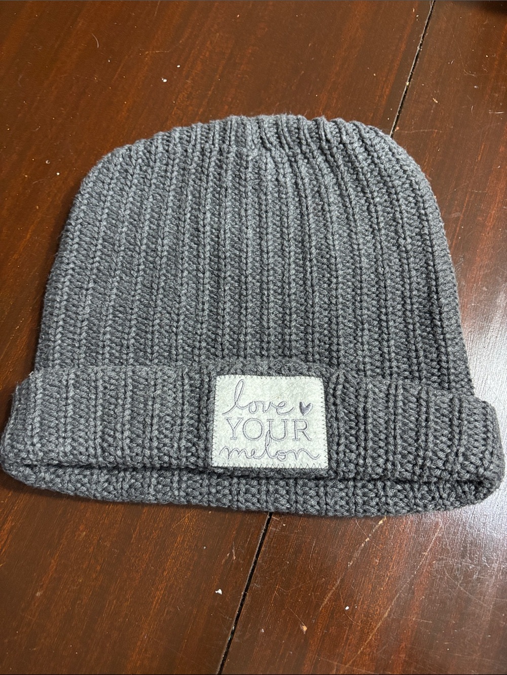 Love Your Melon Gray Ribbed Knit Beanie